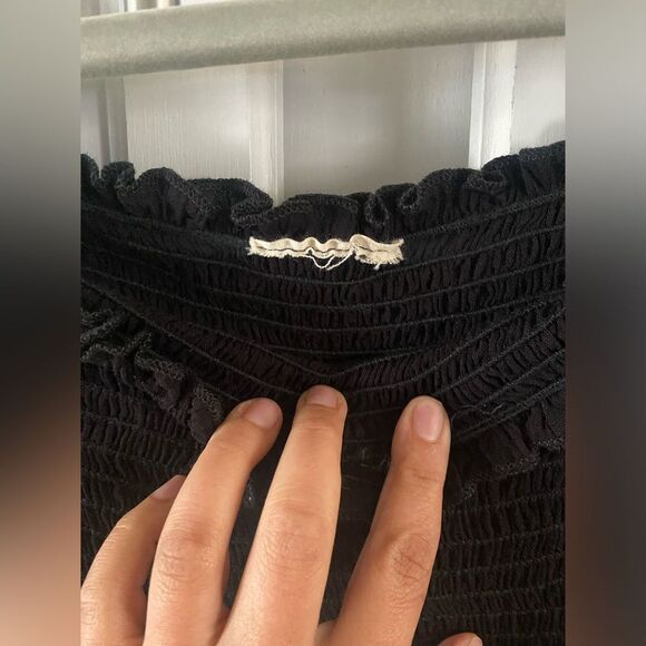 Xirena Arly Woven off shoulder black rayon dress - Picture 8 of 10